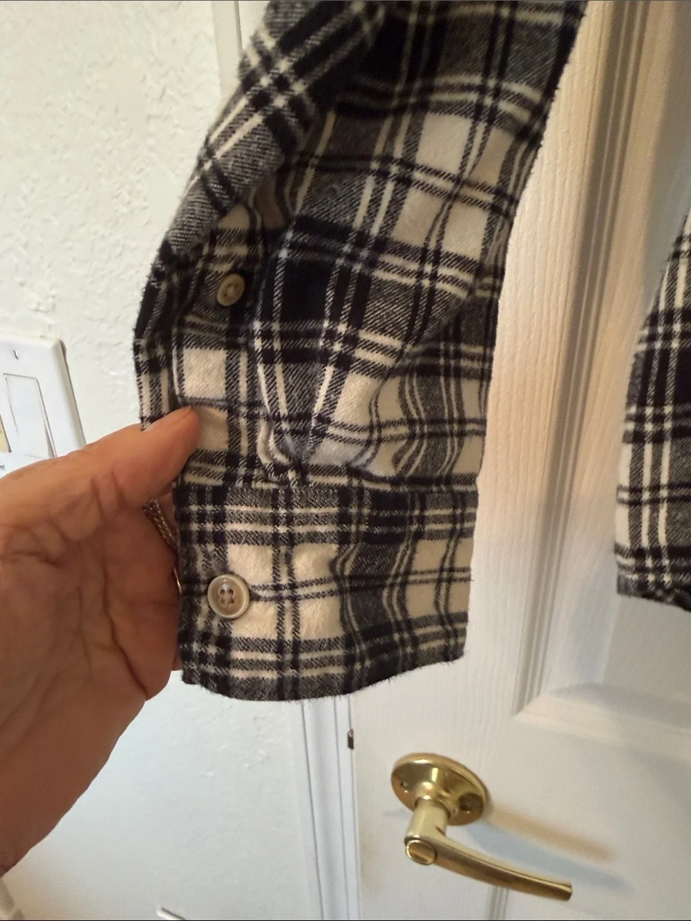 Abercrombie & Fitch Soft A&F Flannel Shirt Black White Plaid XXL